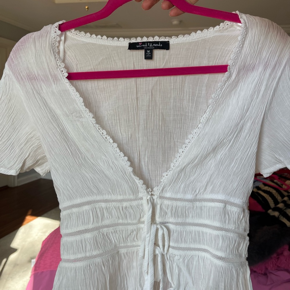 White Lace Trim Blouse